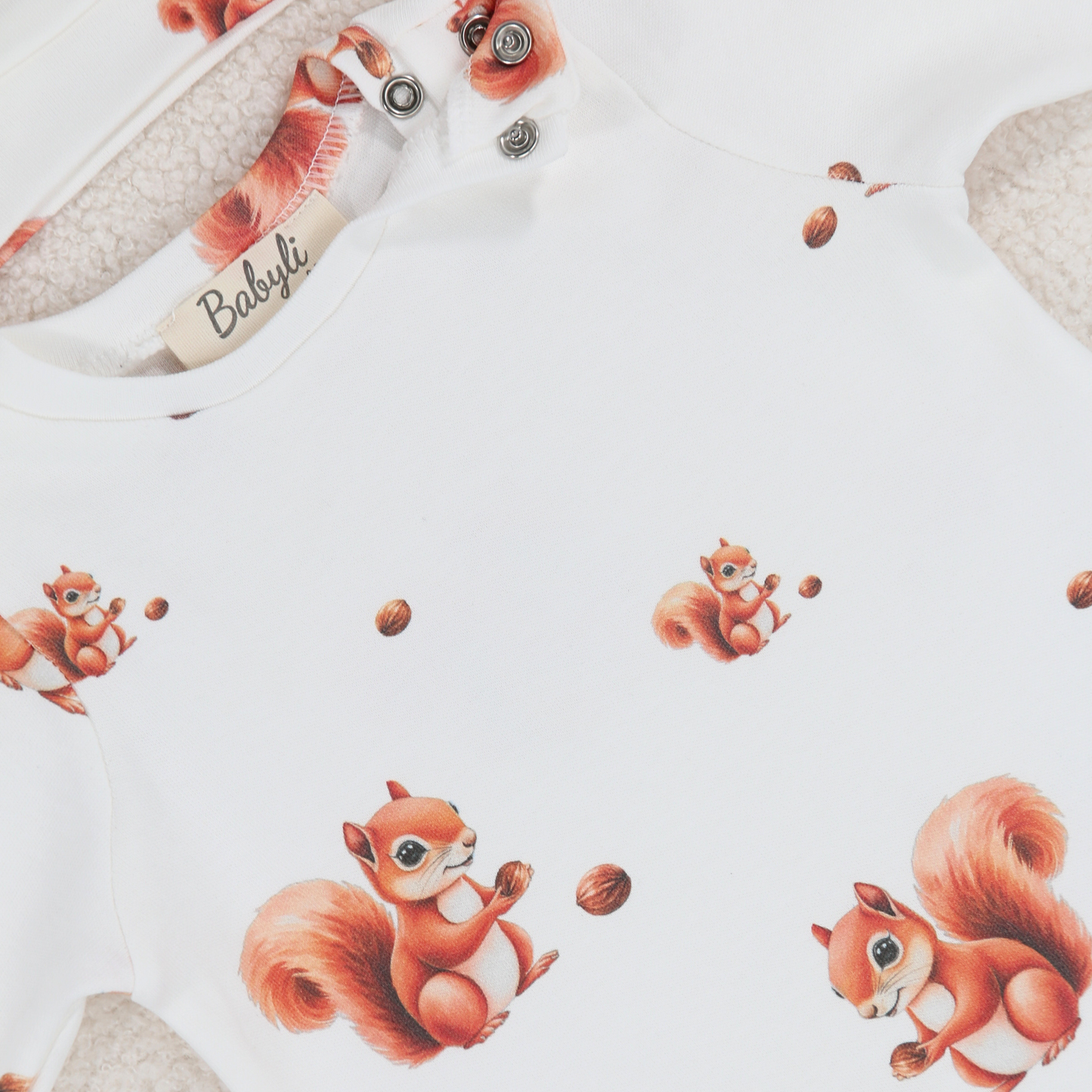 White Squirrel Cotton Romper & Hat