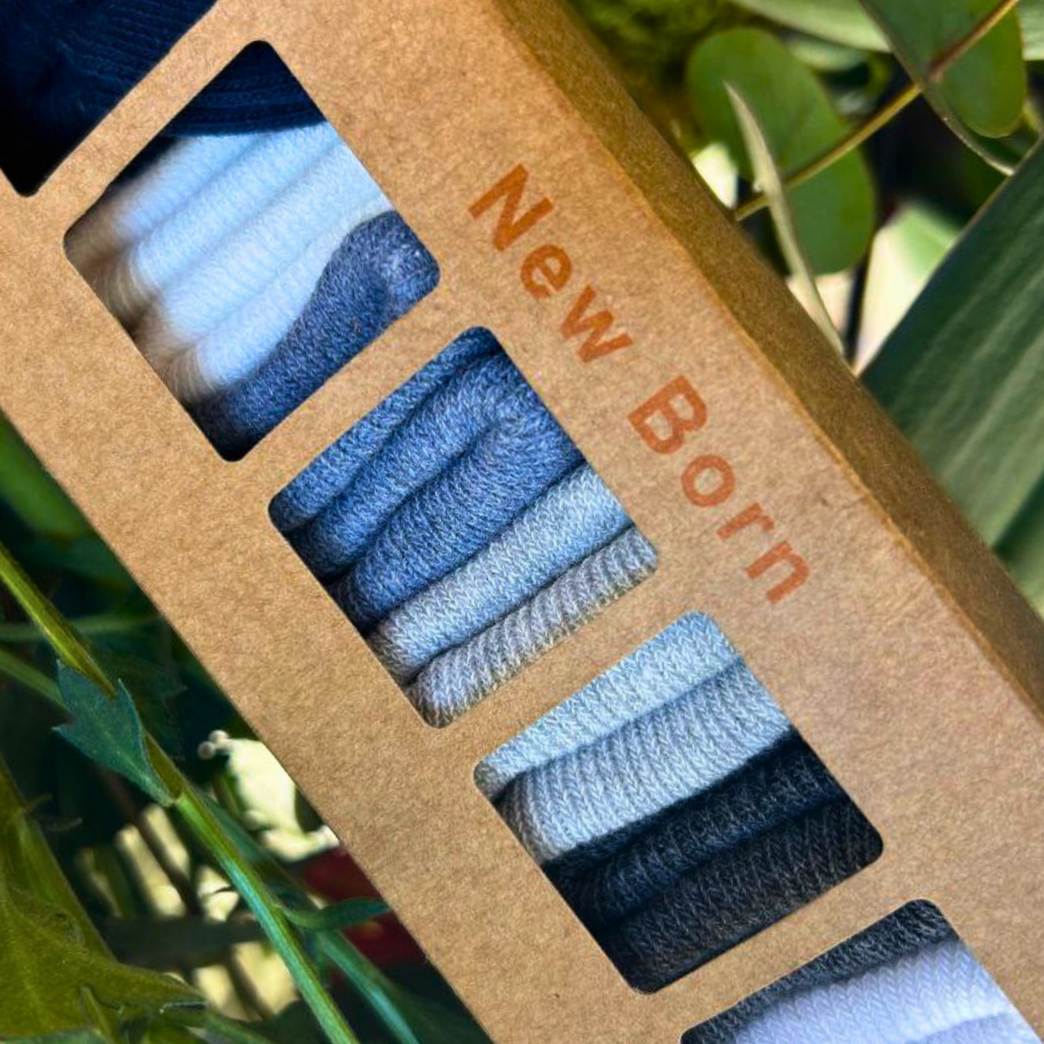 Soft newborn baby socks in blue set