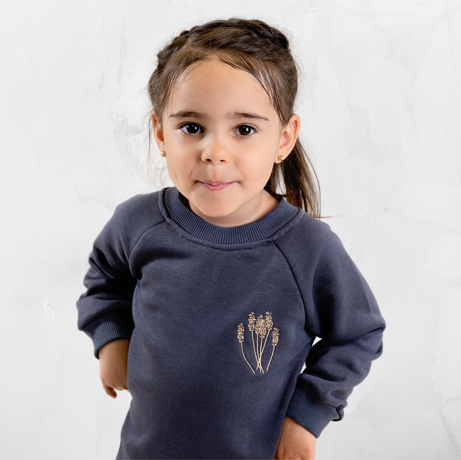 Navy sweatshirt and leggings set with embroidered detail