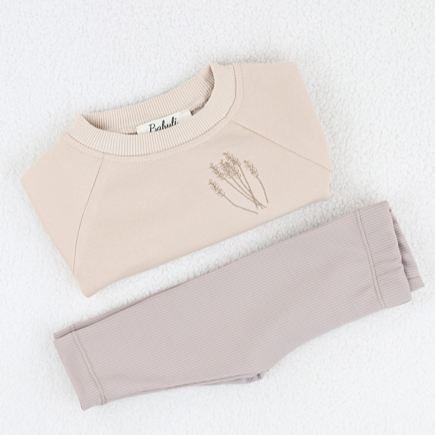 Beige Wheat Baby & Toddler Sweatshirt & Fleece-Lined Leggings – Soft & Cosy 3