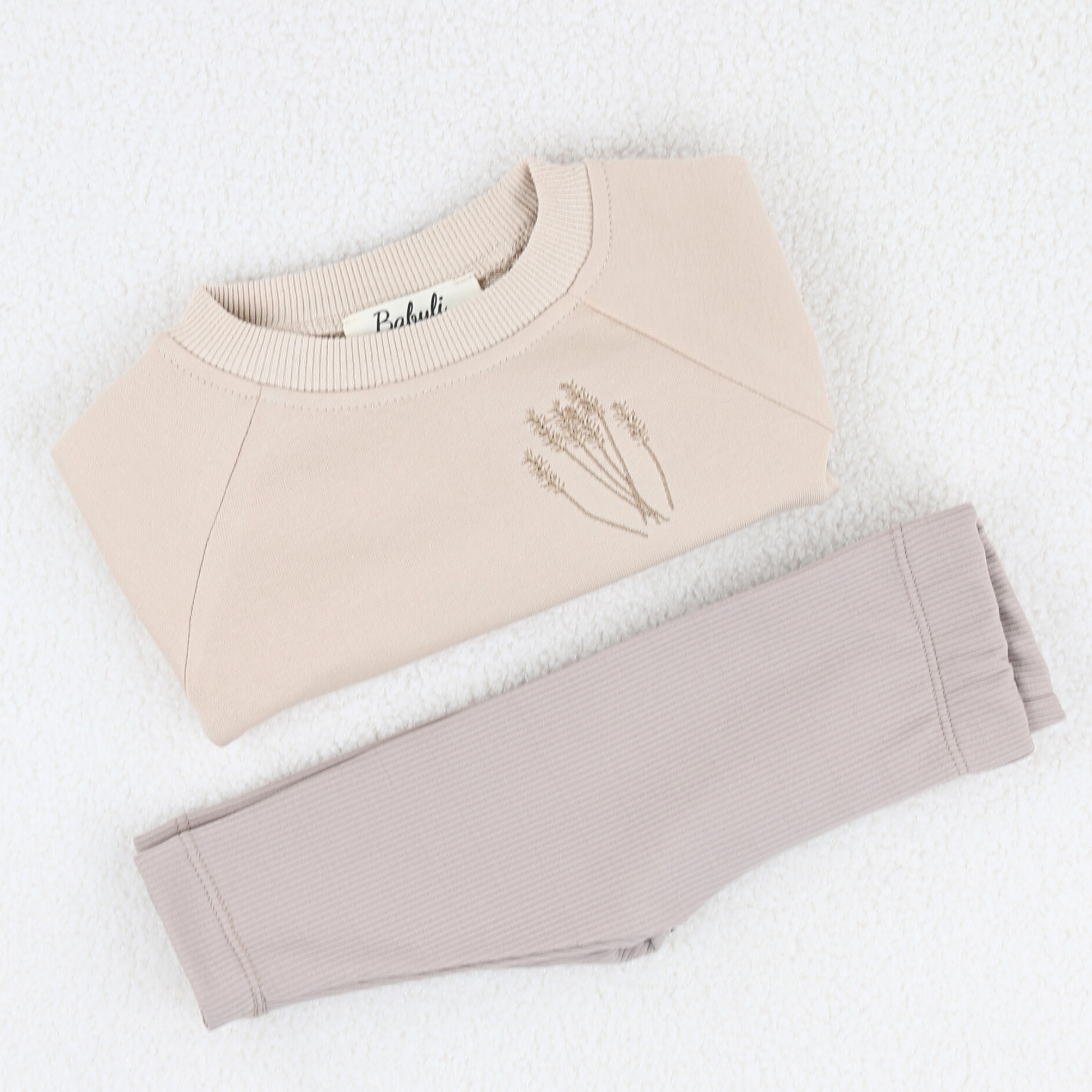 Beige Wheat Baby & Toddler Sweatshirt & Fleece-Lined Leggings – Soft & Cosy 3