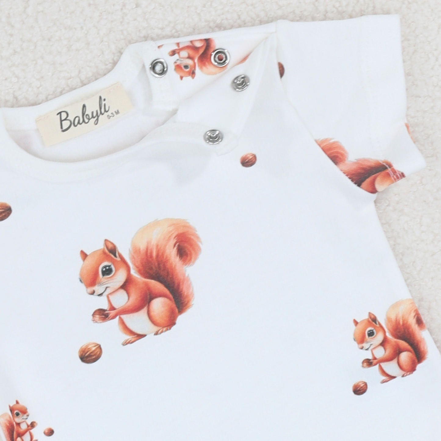 White Squirrel Baby Bodysuit & Hat 4