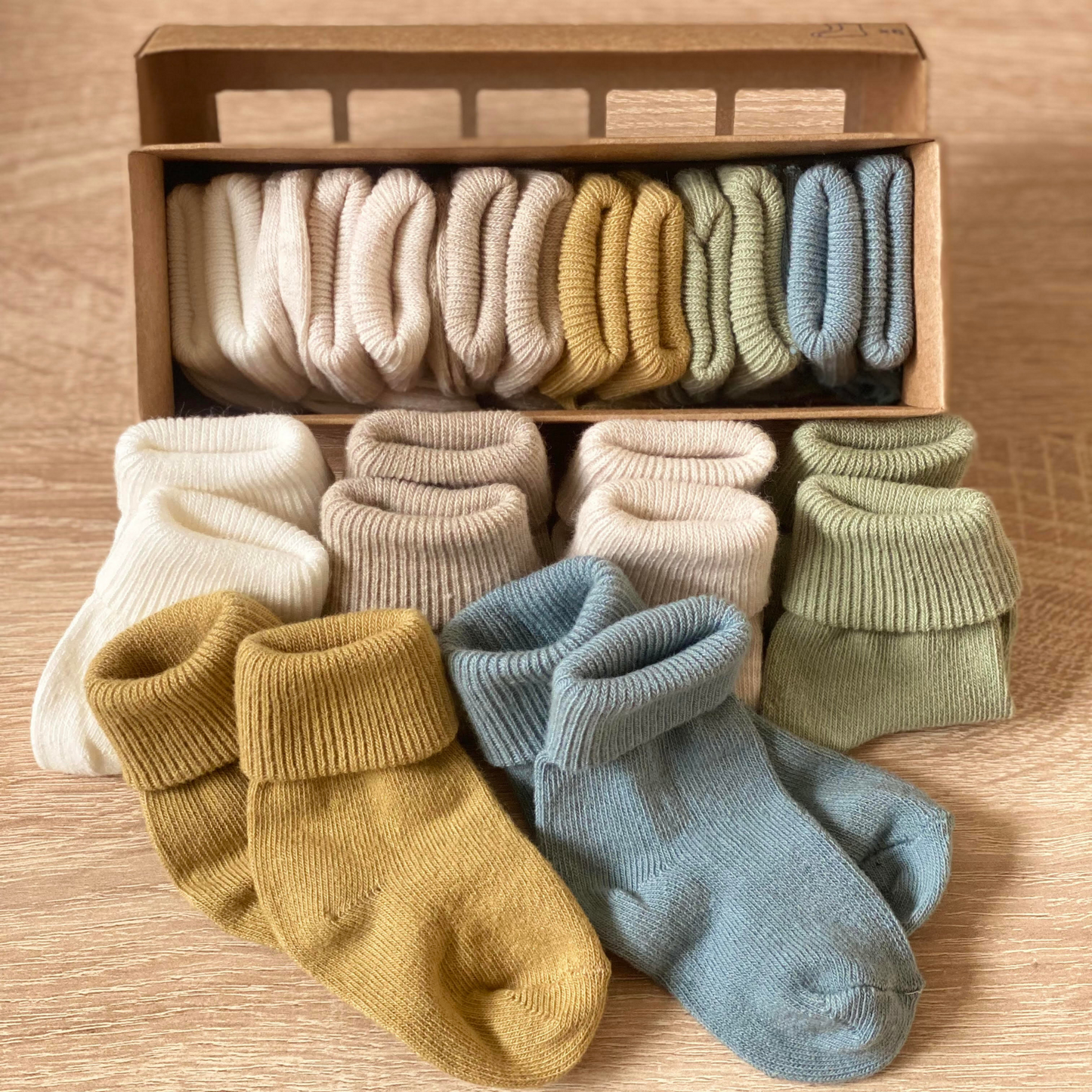 Soft ribbed baby socks in assorted colours