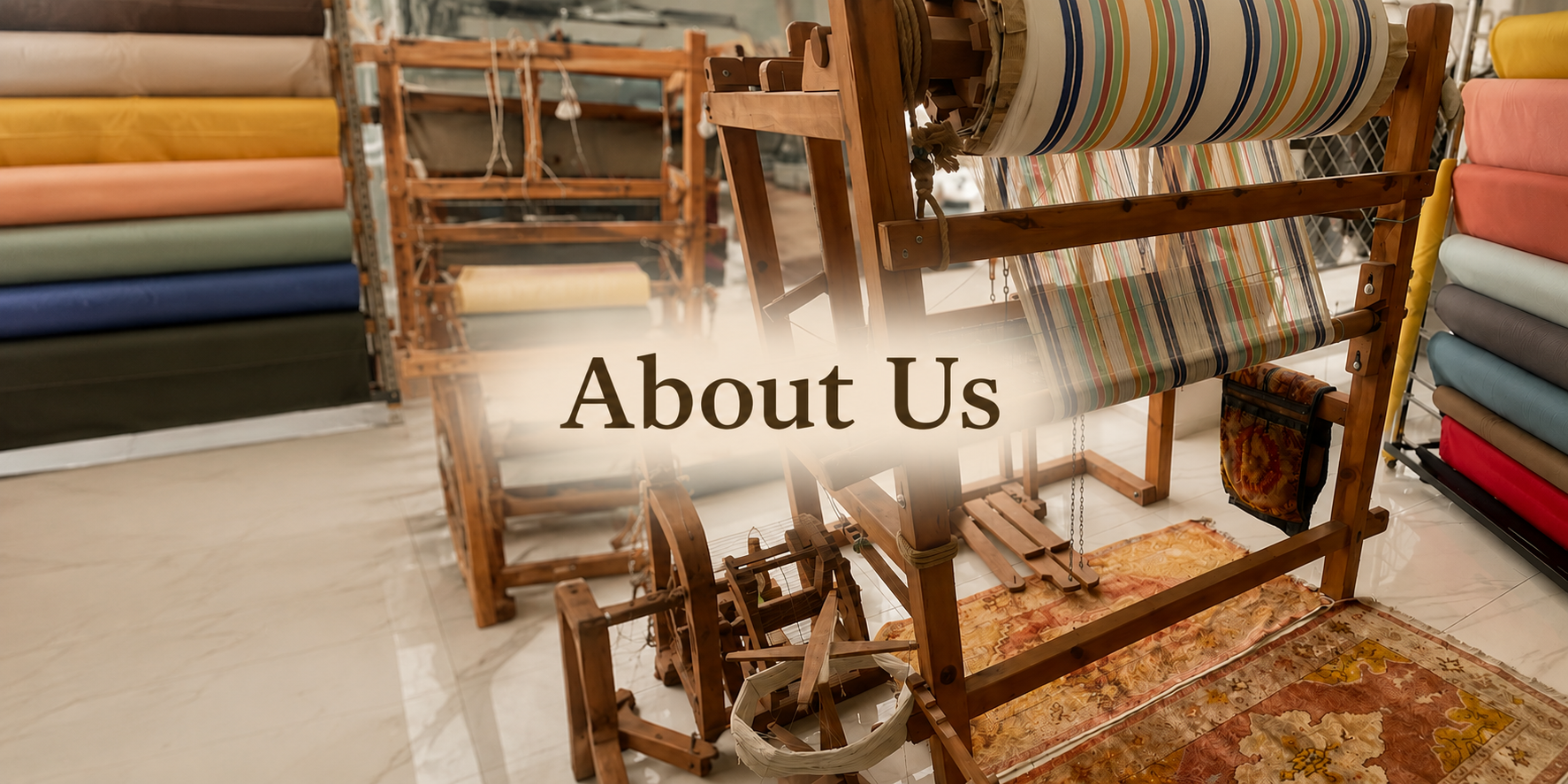 Traditional wooden textile loom weaving striped fabric, representing craftsmanship, heritage, and the care behind Babyli's children's clothing collections.