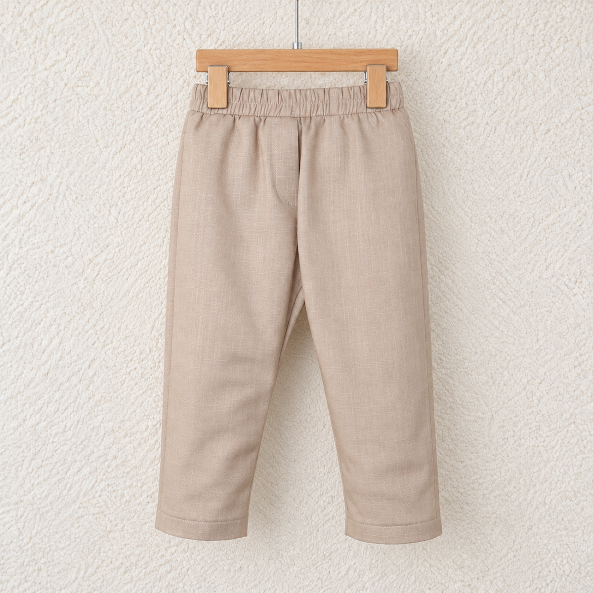 Babyli beige linen-look cotton baby and toddler trousers with elasticated waist