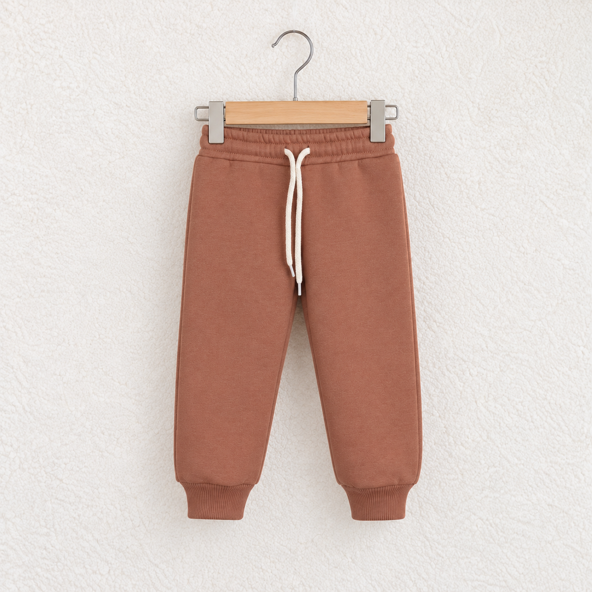 Babyli brown baby toddler joggers with cream drawstring and ribbed cuffs