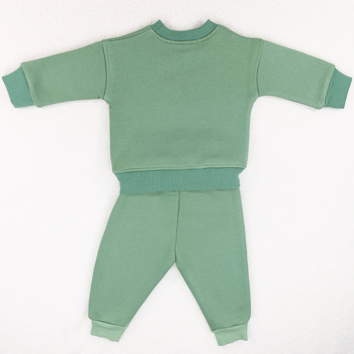Babyli sage green teddy bear baby toddler tracksuit back view