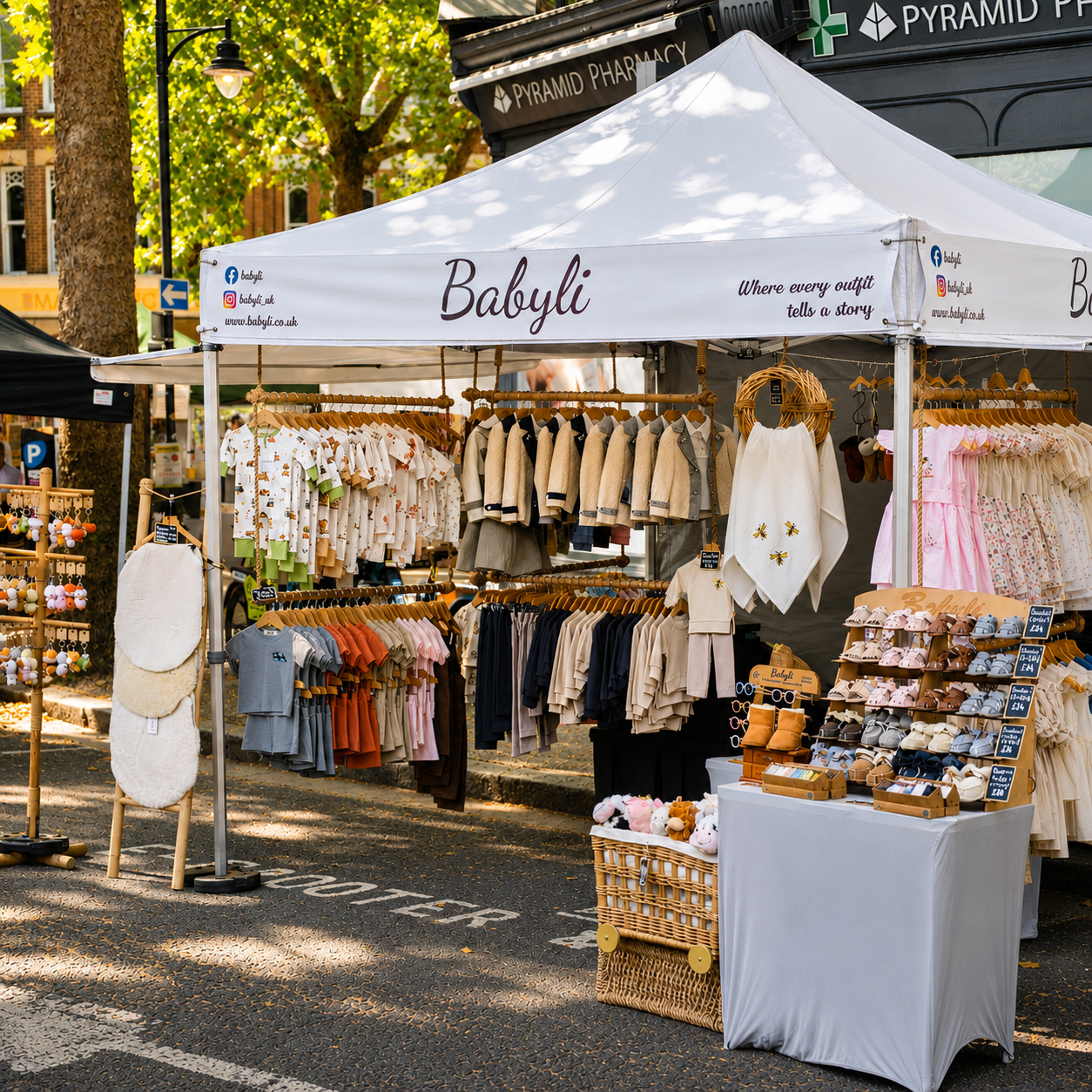 Babyli handmade baby and toddler clothing stall at Kew market