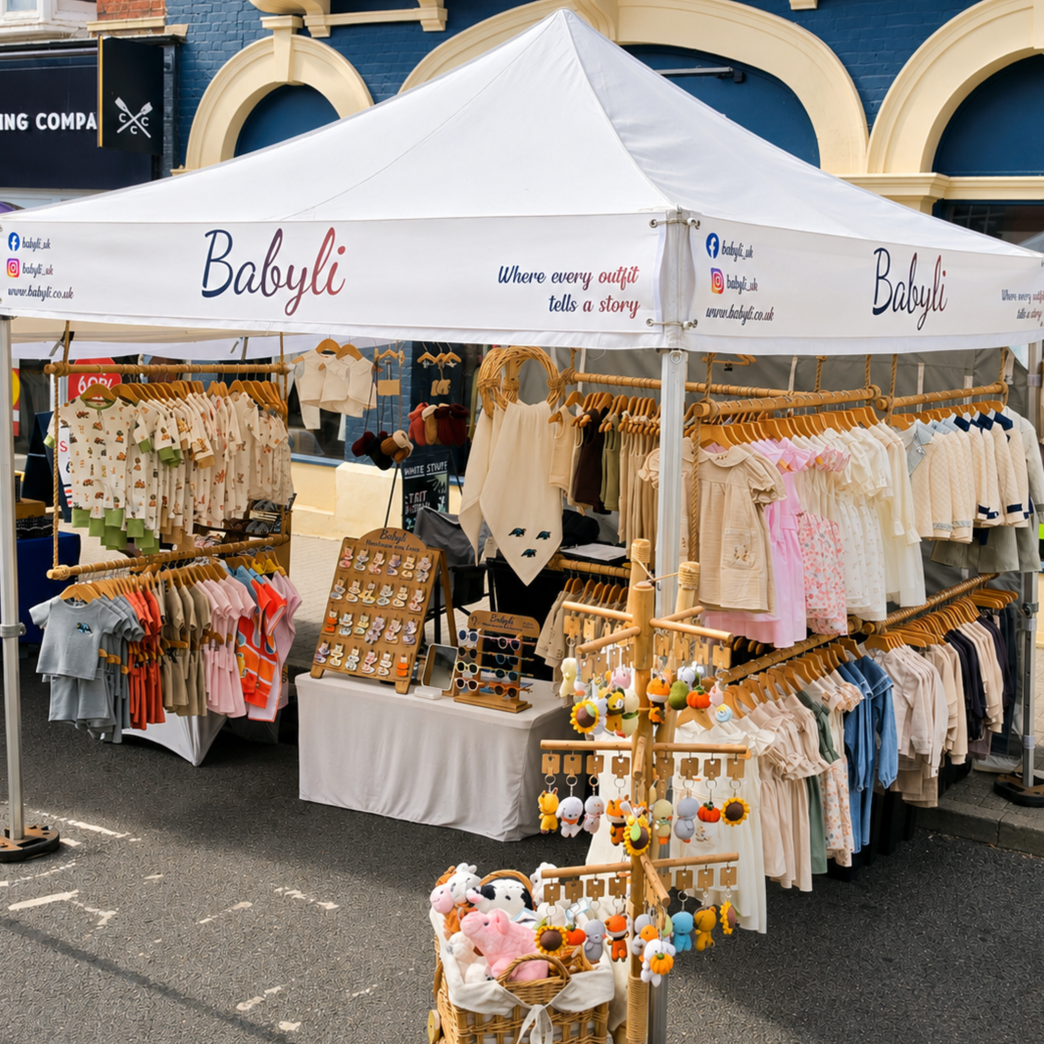 Babyli handmade baby and toddler clothing stall at Saffron Walden market