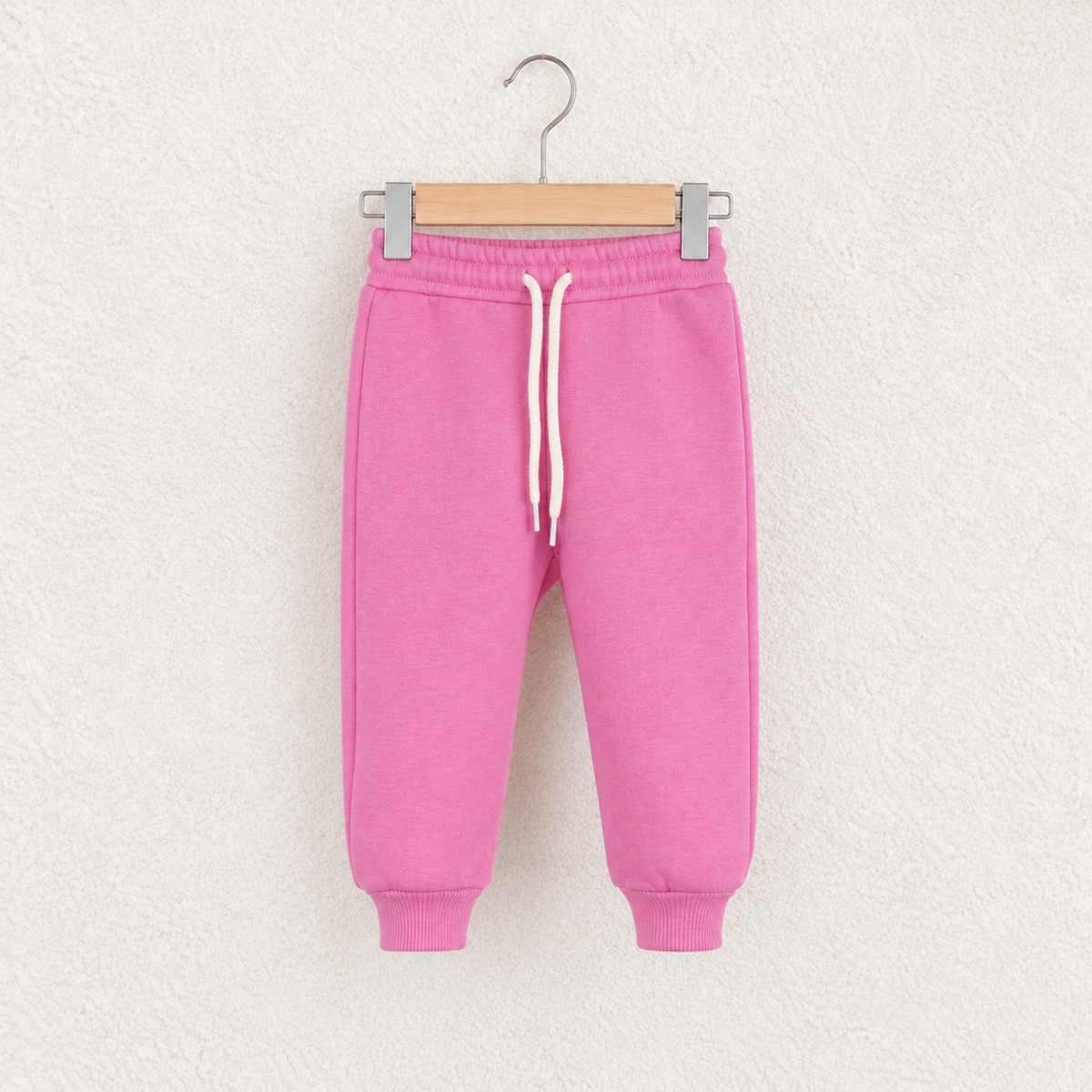 Babyli pink baby toddler joggers with cream drawstring and ribbed cuffs