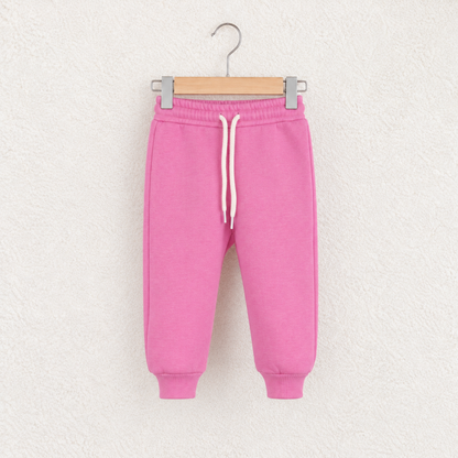 Babyli pink baby toddler joggers with cream drawstring and ribbed cuffs