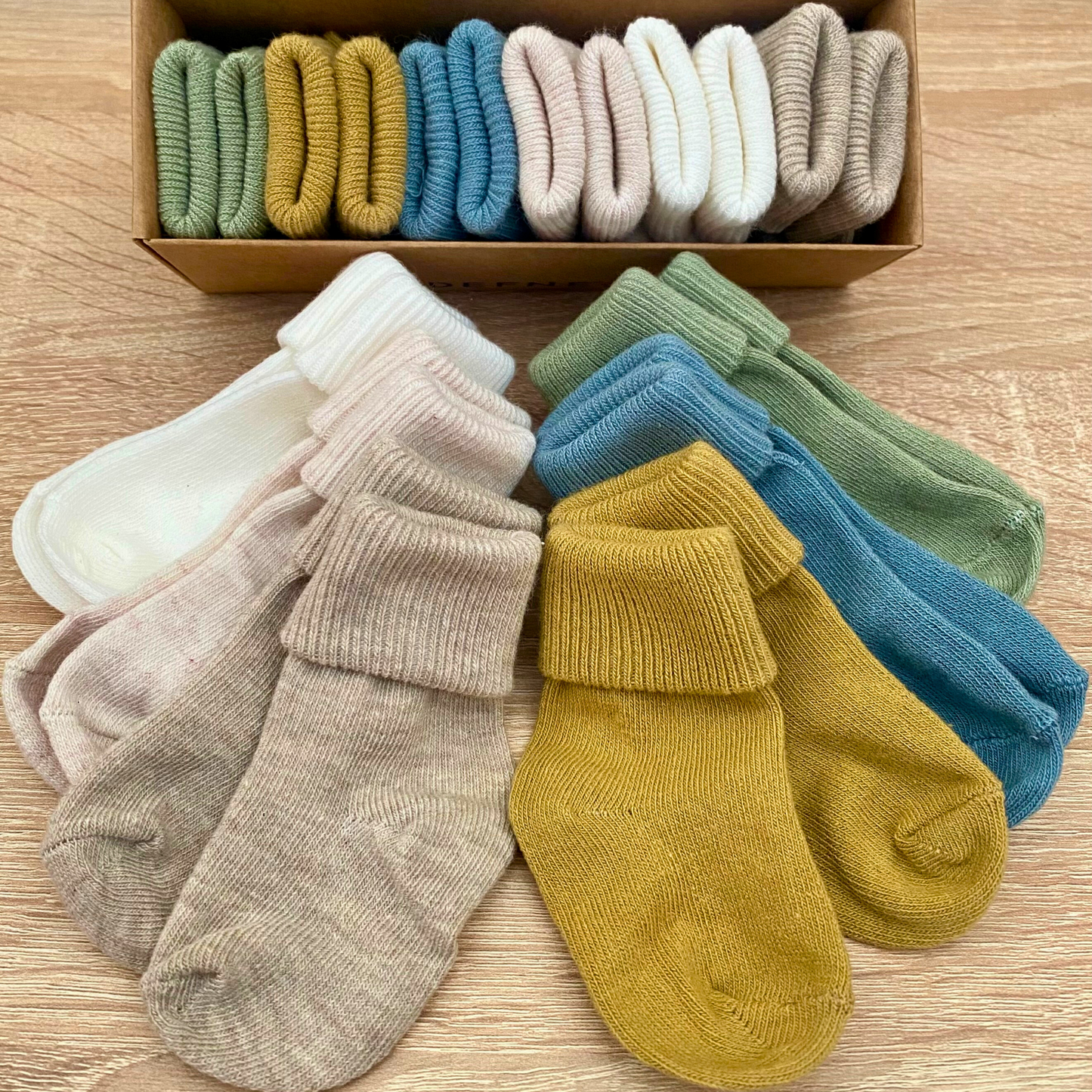 Soft ribbed baby socks in assorted colours