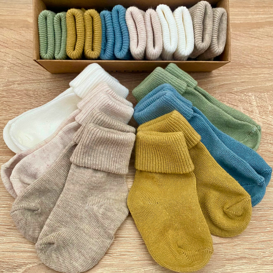Soft ribbed baby socks in assorted colours