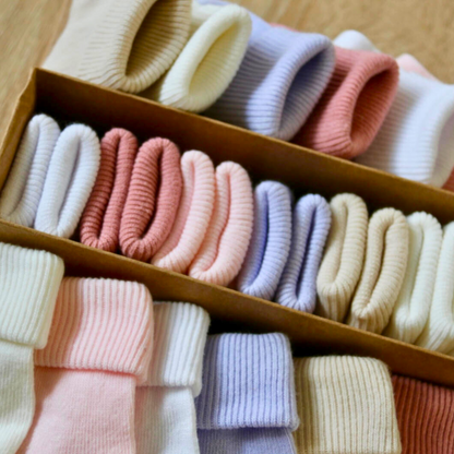 Soft ribbed baby socks in pastel and neutral colours